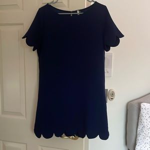 Navy Scallop Mini Dress